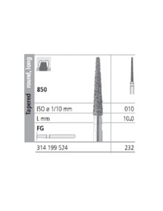 Fresas Diamante FG 232 Cónico, Redondo, Largo 850-010 Medio L10 Caja 6u Intensiv