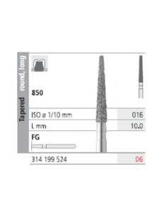 Fresas Diamante FG D6 Cónico, Redondo, Largo 850-016 Medio L10 Caja 6u Intensiv