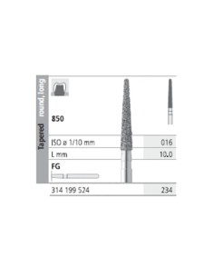 Fresas Diamante FG 234 Cónico, Redondo, Largo 850-016 Medio L10 Caja 6u Intensiv