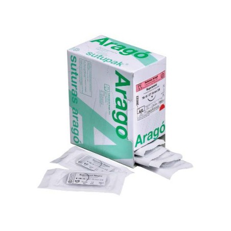 Sutura Supramid TB-15 Aguja 3/8 Círculo Triangular 19mm Hebra 75cm Negro No Absorbible 36u Aragó