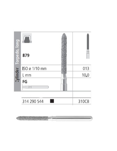 Fresas Diamante FG 310CB Cilindro Torpedo, Largo 879-013 Super Grueso L10 Caja 6u Intensiv