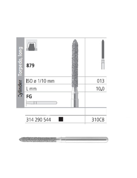 Fresas Diamante FG 310CB Cilindro Torpedo, Largo 879-013 Super Grueso L10 Caja 6u Intensiv
