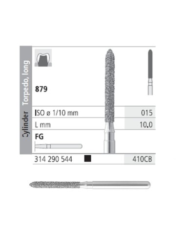 Fresas Diamante FG 410CB Cilindro Torpedo, Largo 879-015 Super Grueso L10 Caja 6u Intensiv
