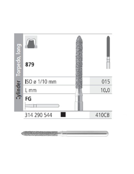 Fresas Diamante FG 410CB Cilindro Torpedo, Largo 879-015 Super Grueso L10 Caja 6u Intensiv