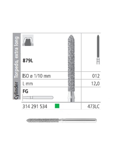 Fresas Diamante FG 473LC Torpedo ExtraLargo 879L-012 Grueso L12 Caja 6u Intensiv