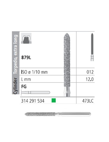 Fresas Diamante FG 473LC Torpedo ExtraLargo 879L-012 Grueso L12 Caja 6u Intensiv