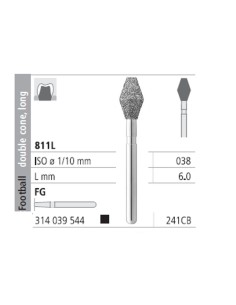 Fresas Diamante FG 241CB Doble Cono Largo 811L-038 Super Grueso L6 Caja 6u Intensiv
