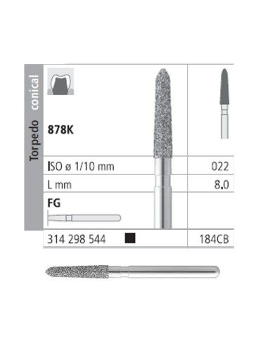 Fresas Diamante FG 184CB 878K-022 Super Grueso L 8mm Caja 6u Intensiv