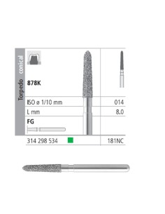 Fresas Diamante FG 181NC 878K-014 Grueso L 8mm Caja 6u Intensiv