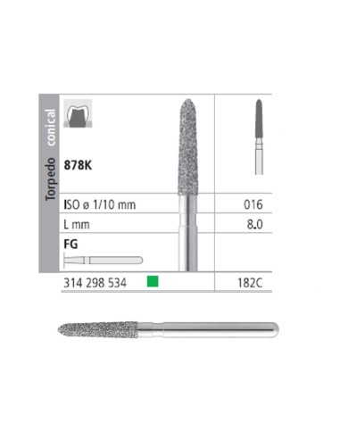 Fresas Diamante FG 182C 878K-016 Grueso L 8mm Caja 6u Intensiv