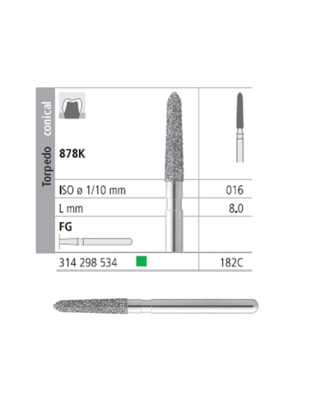 Fresas Diamante FG 182C 878K-016 Grueso L 8mm Caja 6u Intensiv