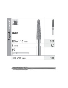 Fresas Diamante FG 184 Torpedo Cónico 878K-021 Medio L 8mm Caja 6u Intensiv