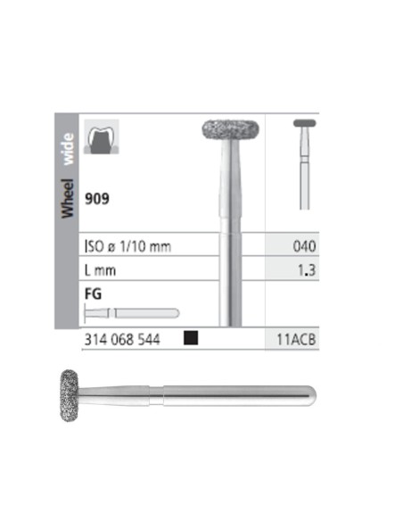 Fresas Diamante FG 11ACB Rueda, Ancha 909-040 Super Grueso L 1,3mm Caja 6u Intensiv