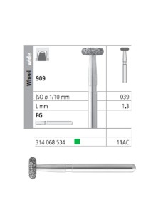 Fresas Diamante FG 11AC Rueda, Ancha 909-039 Grueso, Verde L 1,3mm 6u Intensiv