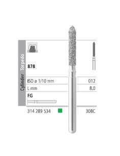 Fresas Diamante FG 308C Torpedo Normal 878-012 Grueso L 8,0mm 6 uds Intensiv