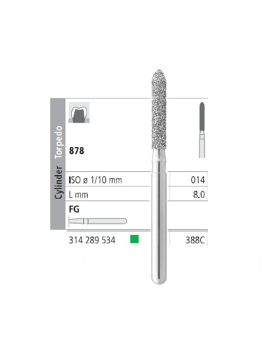 Fresas Diamante FG 388C Torpedo Normal 878-014 Grueso L 8,0mm 6 uds Intensiv