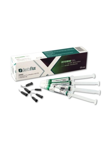 Gel Ácido Grabador 37% Verde Kit 4 Jeringas 3,5g. Dentaflux