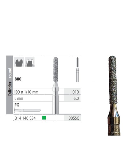 Fresas Diamante FG 305S C Cilindro Redondo 880-010 Grueso L 6mm Caja 6u Intensiv