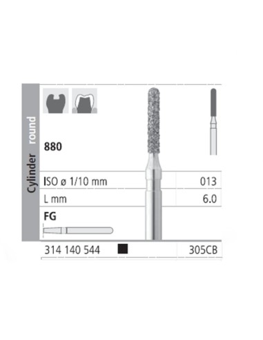 Fresas Diamante FG 305CB Cilindro Redondo 880-013 Super Grueso L 6mm Caja 6u Intensiv