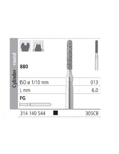 Fresas Diamante FG 305CB Cilindro Redondo 880-013 Super Grueso L 6mm Caja 6u Intensiv
