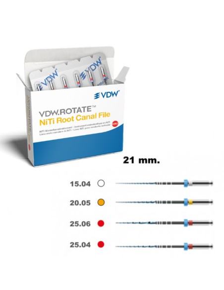 Limas NiTi VDW.Rotate Secuencia Básica 21mm Blister 6 unidades Estériles VDW - Zipperer