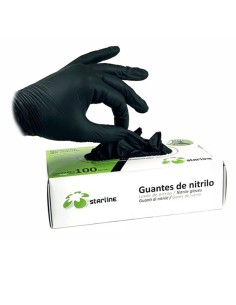 Guantes de Nitrilo, Sin Polvo, Ambidiestros, Negro Caja 100 unidades Starline