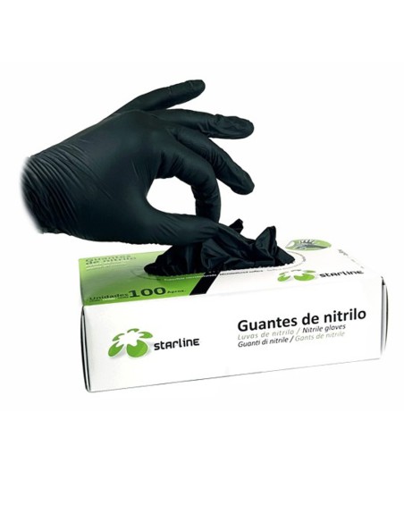 Guantes de Nitrilo, Sin Polvo, Ambidiestros, Negro Caja 100 unidades Starline