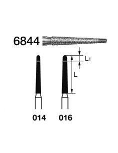 Fresas Diamante FG 6844-314 Cónico Largo, Grano Fino Grueso, 5u Komet 2