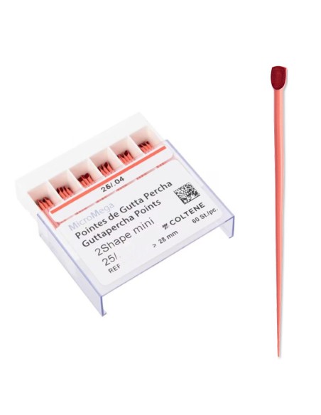 Puntas de Guttapercha MicroMega 2Shape Mini Conicidad 06 L 28 mm SIN Látex 60 uds Coltène