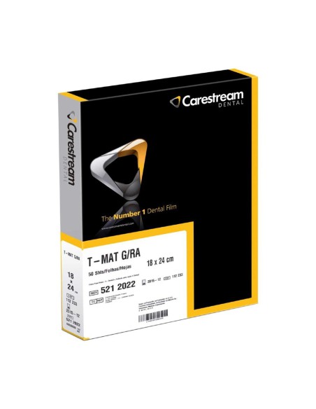 Película Extraoral Radiográfica T-MAT-G/RA 18 x 24 cm Sensible al Verde 50u Carestream