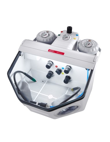 Arenadora Basic Quattro IS Renfert 2 Toberas, 25-70µm/70-250µm 98l/min, 2 Depósitos Ampliables hasta 4