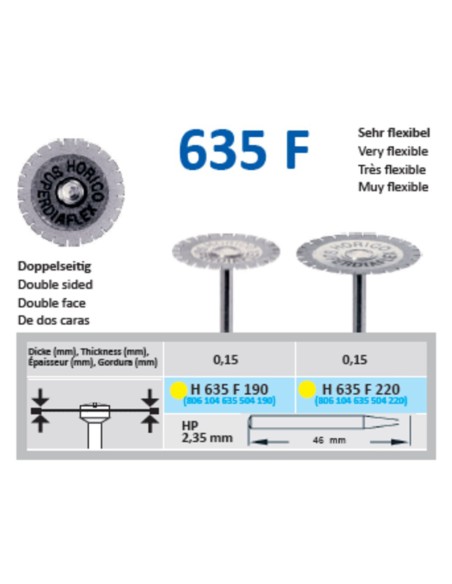 Disco de Diamante Superdiaflex H 635 F Doble Cara, Pieza de Mano, Fino 1u Horico