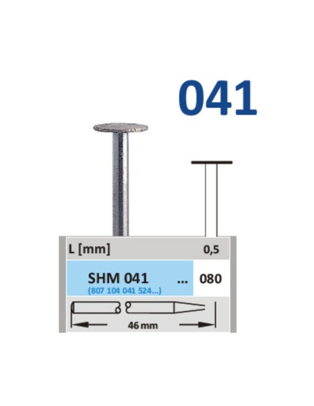 Fresa de Diamante Sinterizado SHM 041 080 Rueda L 0,5mm Pieza de Mano 1u Horico
