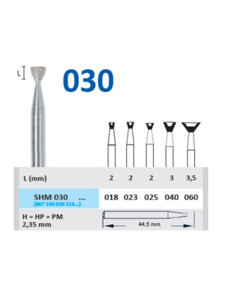 Fresa de Diamante Sinterizado SHM 030 Cono Invertido, Pieza de Mano 1u Horico