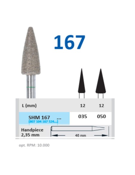 Fresa de Diamante Sinterizado SHM 030 Cono Invertido, Pieza de Mano 1u Horico