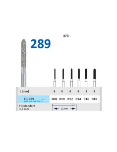 Fresa Diamante Turbina FG 289 Fig. 878 L8 Torpedo Clínica Blister 5 u Horico