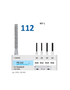 Fresa Diamante Turbina FG 112 Fig. 837L Cilindro Largo, Hombro Paralelo Clínica 5u Horico