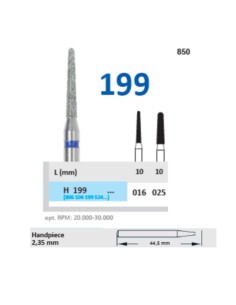 Fresa Diamante Pieza de Mano PM H199 Fig. 850 Redondo Cónico, Laboratorio 1 ud Horico