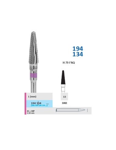 Fresa Carburo Laboratorio Pieza de Mano 194 134 040 Redondo Cónico 1 ud Horico