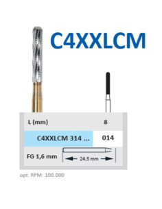 Fresa Carburo Corta Coronas C 4XXLCM 314 014 Cilindro Redondo Turbina Clínica 5u Horico
