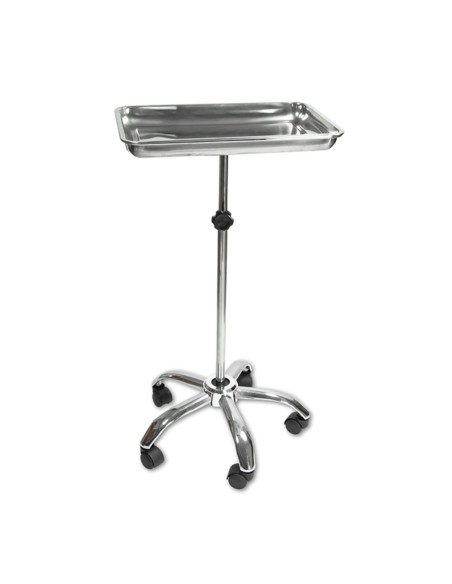 Carrito con Bandeja Extraíble y 5 Ruedas, Acero Inox, Mestra