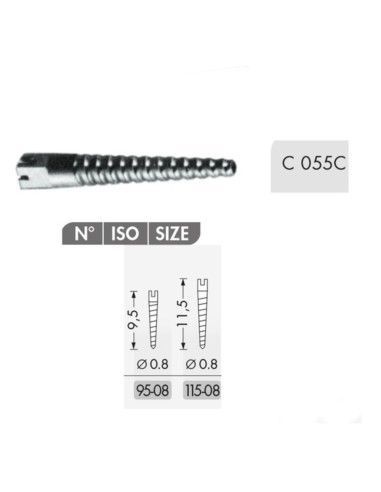 Perno Mooser C055C Ø 0,8mm L9,5mm o L11,5mm Caja 25 unidades Maillefer