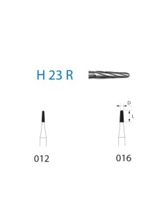 Fresas Carburo H23R-204 Cónico, Punta Redondeada Cavidades CA Clínica 5 uds Komet