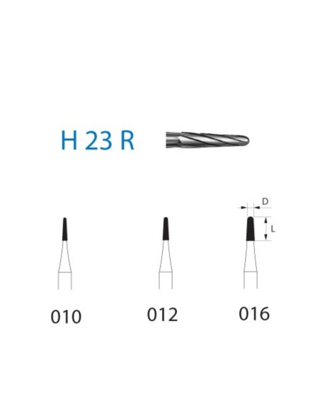 Fresas Carburo H23R-314 FG Cónico, Punta Redondeada Cavidades Clínica 5 uds Komet