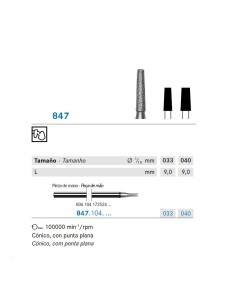 Fresa Diamante 847.104 Laboratorio PM Cónico, Punta Plana 1 unidad Komet