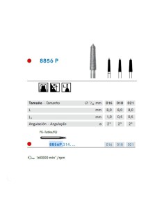 Fresa Diamante FG 8856P.314 Cónico, Bisel con Punta Guía, Fino, Clínica 5 uds Komet