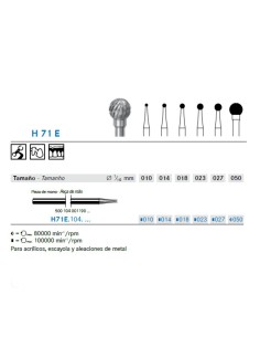 Fresa Carburo H71E.104. Bola PM Laboratorio 1 unidad Komet 2