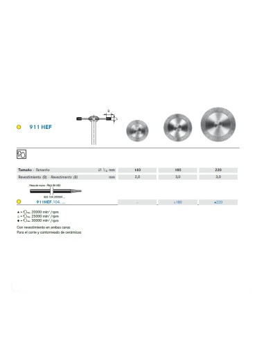 Disco Diamante 911HEF.104 Extra Fino, PM Laboratorio, Cerámicas, 1 unidad Komet