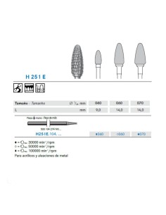 Fresa Carburo H251E.104 PM Acrílico Metal 1 ud Komet 2