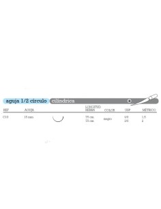 Sutura Seda C-10 Aguja 1/2 Círculo Triangular 15mm Hebra 75cm Negra No Absorbible 12u Aragó